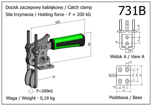 Docisk szybkomocujący zaczepowy - pionowy - z dodatkowym zabezpieczeniem