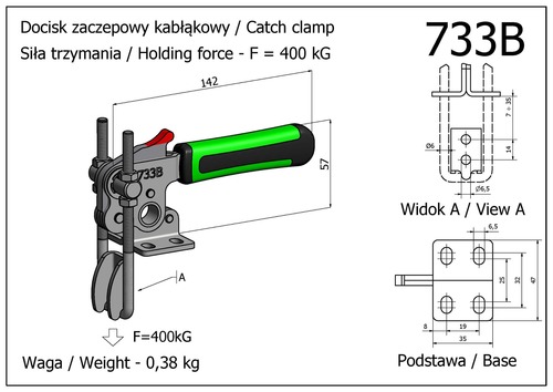 Docisk szybkomocujący zaczepowy - pionowy - z dodatkowym zabezpieczeniem