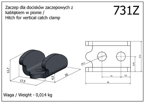 Zaczep - dla docisków zaczepowych z kabłąkiem w pionie