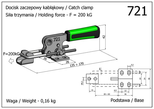 Docisk szybkomocujący zaczepowy - poziomy