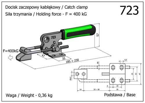Docisk szybkomocujący zaczepowy - poziomy