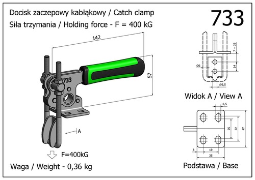 Docisk szybkomocujący zaczepowy - pionowy